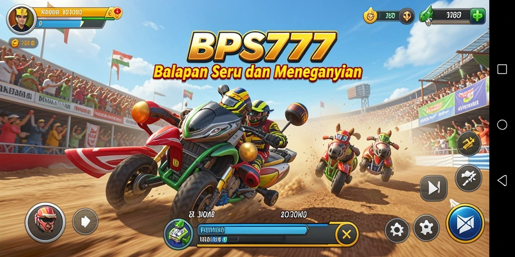 Tampilan gameplay seru di BPJS777 saat balapan di trek menantang.