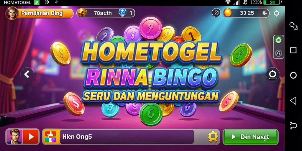 Screenshot utama HOMETOGEL menampilkan gameplay Bingo yang menarik.