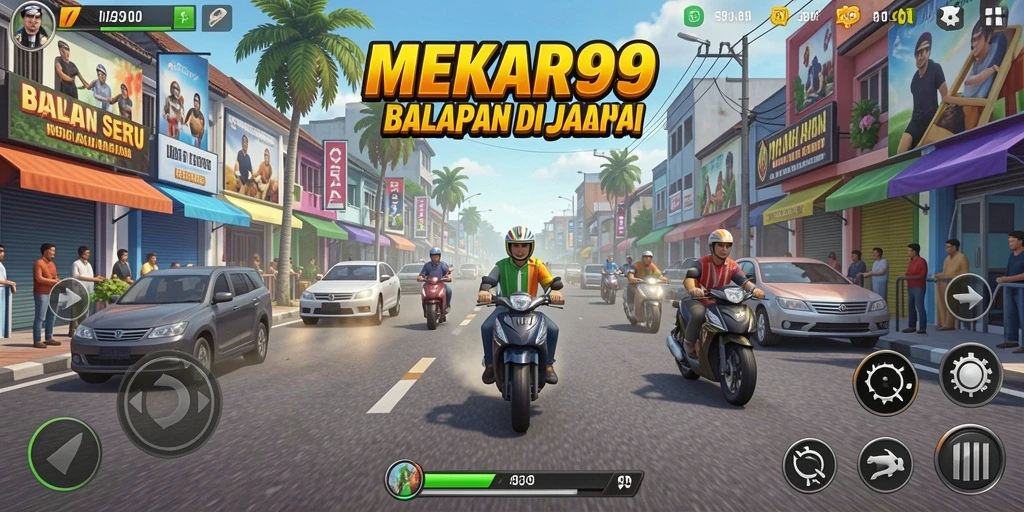 Tampilan gameplay menegangkan dalam balapan MEKAR99.